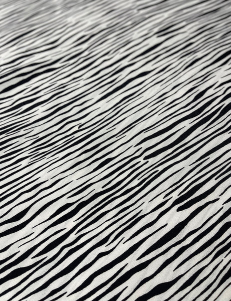 White Tiger Stripe Rayon Crepe Fabric - 1 & 1/3 yds