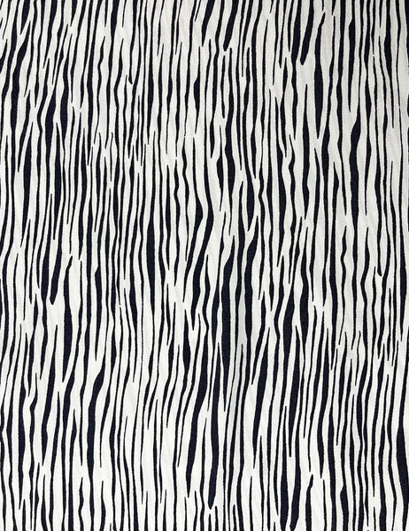 White Tiger Stripe Rayon Crepe Fabric - 1 & 1/3 yds