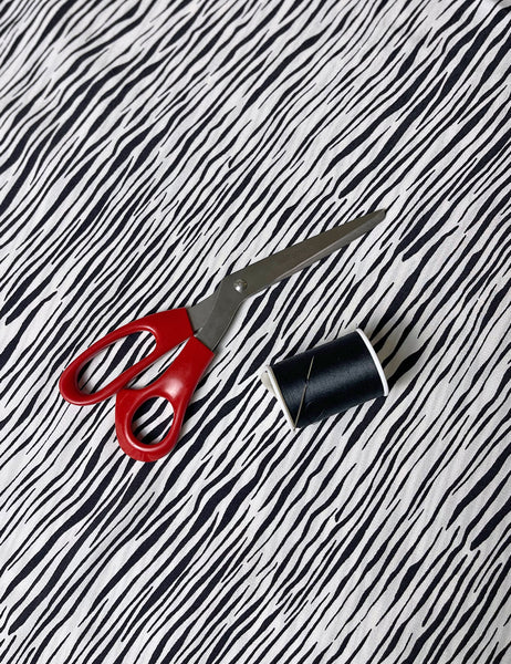 White Tiger Stripe Rayon Crepe Fabric - 1 & 1/3 yds