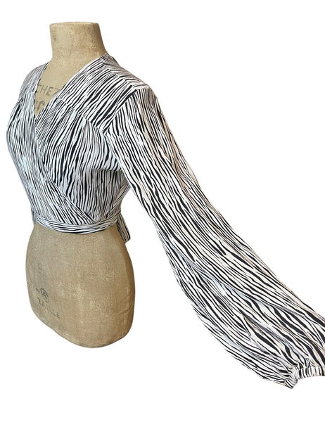 White Tiger Stripe Babaloo Wrap Top