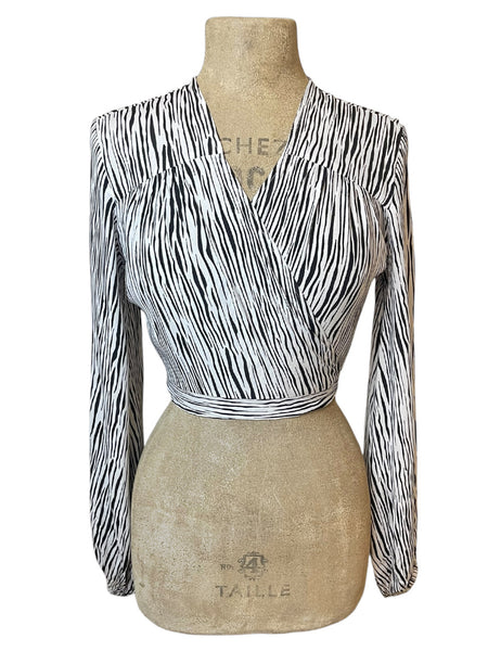 White Tiger Stripe Babaloo Wrap Top