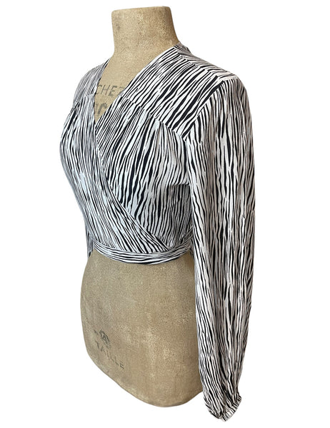 White Tiger Stripe Babaloo Wrap Top