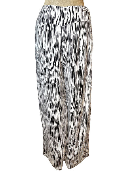 White Tiger Stripe High Waisted Palazzo Pants