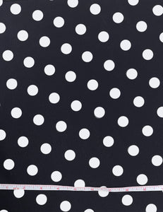 Black Dime Dot Print Rayon Crepe Fabric - 1.5 yds