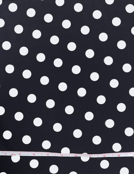 Black Dime Dot Print Rayon Crepe Fabric - 1.5 yds