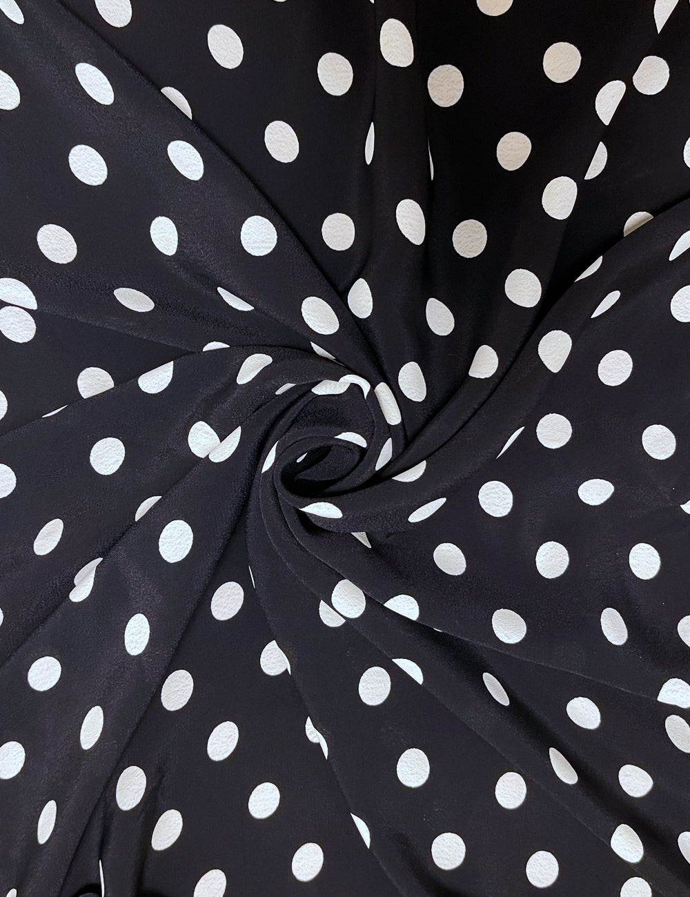 Black Dime Dot Print Rayon Crepe Fabric - 1.5 yds