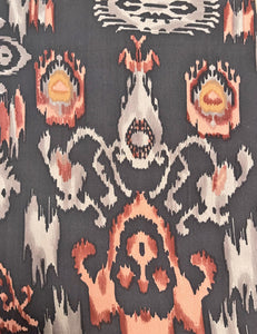 Grey & Pink Ikat Rayon Crepe Fabric - 2 yds