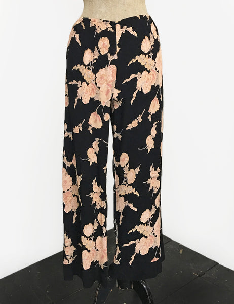 Black Antique Corsage 1930s Style Louise Lounge Capri Pant