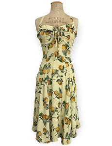 Orange Cream Print 1940s Marta Halter Swing Dress With Bolero