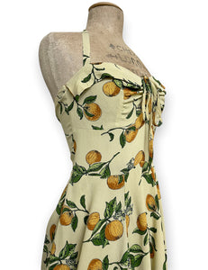 Orange Cream Print 1940s Marta Halter Swing Dress With Bolero