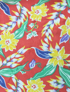 1940s Bright Tropical Floral Soft Rayon High Waisted Palazzo Pants