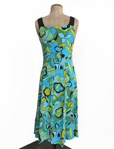 1970s Funky Floral Vintage Style Sleeveless Mi Amor Dress