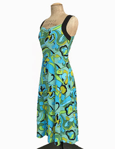 1970s Funky Floral Vintage Style Sleeveless Mi Amor Dress
