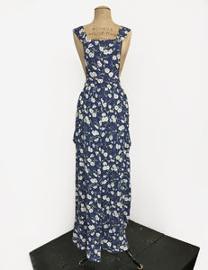 90s Navy Daisy Dot Retro Rosie 1940s Style Bib Overalls