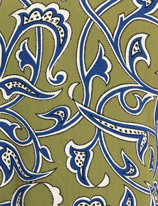 Green Abstract Leaf Print Mandarin Collar Button Up Tea Timer Top