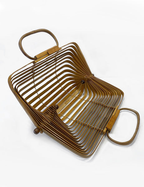 Vintage Style Dark Bamboo Collapsible Tiki Purse