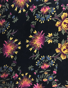 Black & Colorful Baroque Floral 1940s Inspired Marta Halter Swing Dress