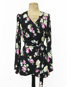 1940s Colorful Candy Floral Print Biba Wrap Top - FINAL SALE