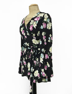 1940s Colorful Candy Floral Print Biba Wrap Top - FINAL SALE