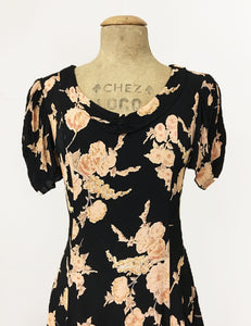 Black Antique Corsage 1930s Venice Beach Balboa Swing Dress