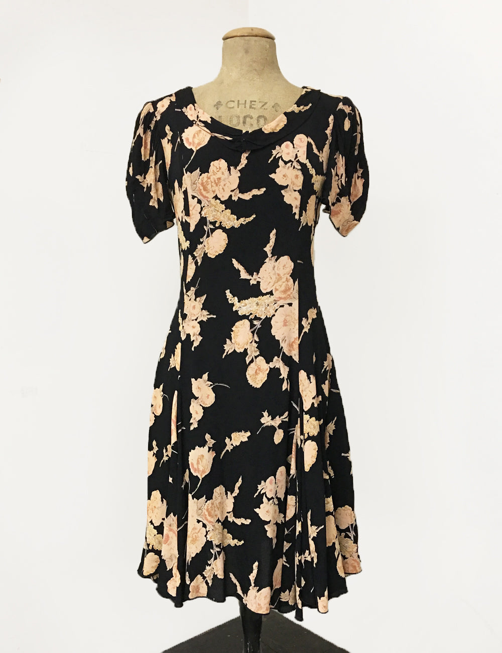 Black Antique Corsage 1930s Venice Beach Balboa Swing Dress