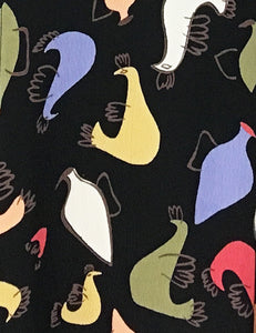 Pollo Loco Print 1940s Vintage Tea Length Short Sleeve Day Dress - FINAL SALE
