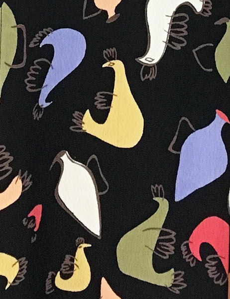 Pollo Loco Print 1940s Vintage Tea Length Short Sleeve Day Dress - FINAL SALE