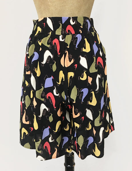 Vintage Inspired Colorful Pollo Loco High Waisted Shorts - FINAL SALE