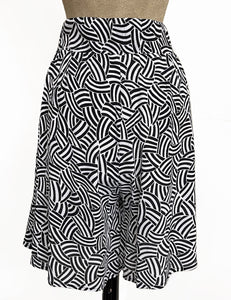Black Deco Waves High Waist Retro Shorts