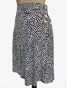 Black Deco Waves High Waist Retro Shorts
