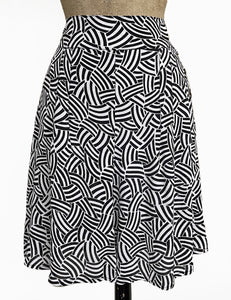 Black Deco Waves High Waist Retro Shorts