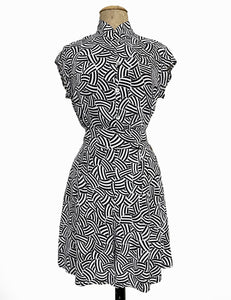 Black Deco Waves High Waist Retro Shorts