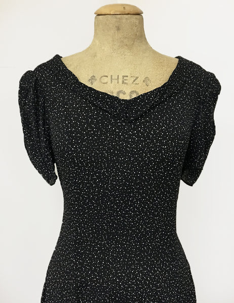 Black & White Galaxy Dot 1930s Venice Beach Balboa Swing Dress