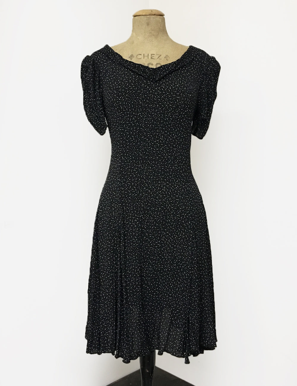 Black & White Galaxy Dot 1930s Venice Beach Balboa Swing Dress