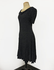 Black & White Galaxy Dot 1930s Venice Beach Balboa Swing Dress