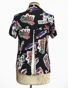 LIMITED EDITION - New York Souvenir Print Button Up Boyfriend Camp Shirt