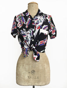 LIMITED EDITION - New York Souvenir Print Button Up Boyfriend Camp Shirt