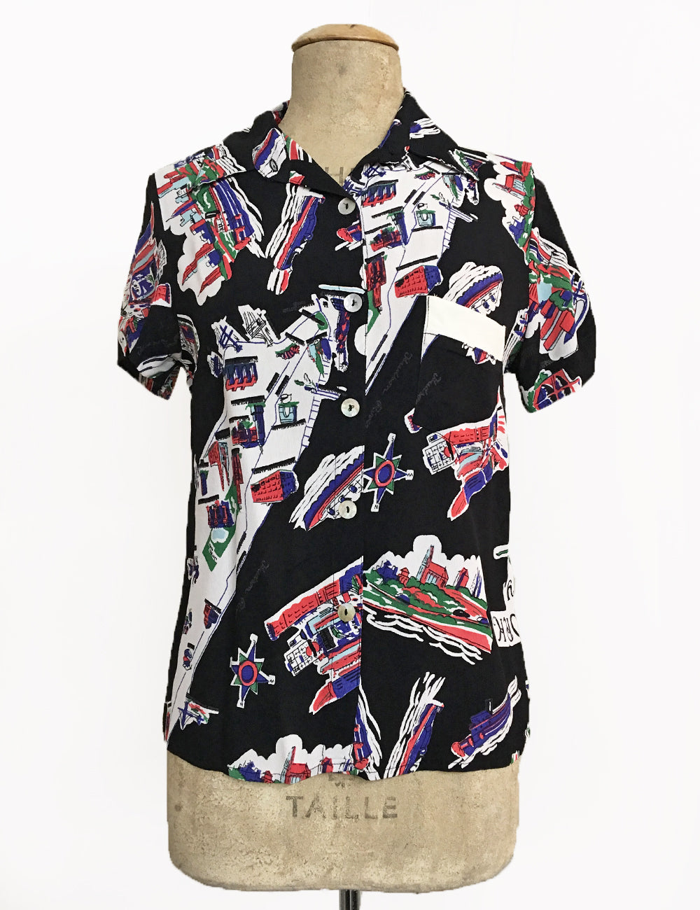 LIMITED EDITION - New York Souvenir Print Button Up Boyfriend Camp Shirt
