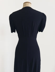 FINAL SALE - 1930s Style Solid Black Harlow Peignoir Robe