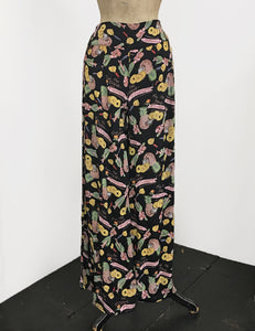 Black Pineapple Tiki Princess 1940s Style High Waisted Palazzo Pants