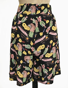 Black Pineapple Princess High Waisted Retro Shorts