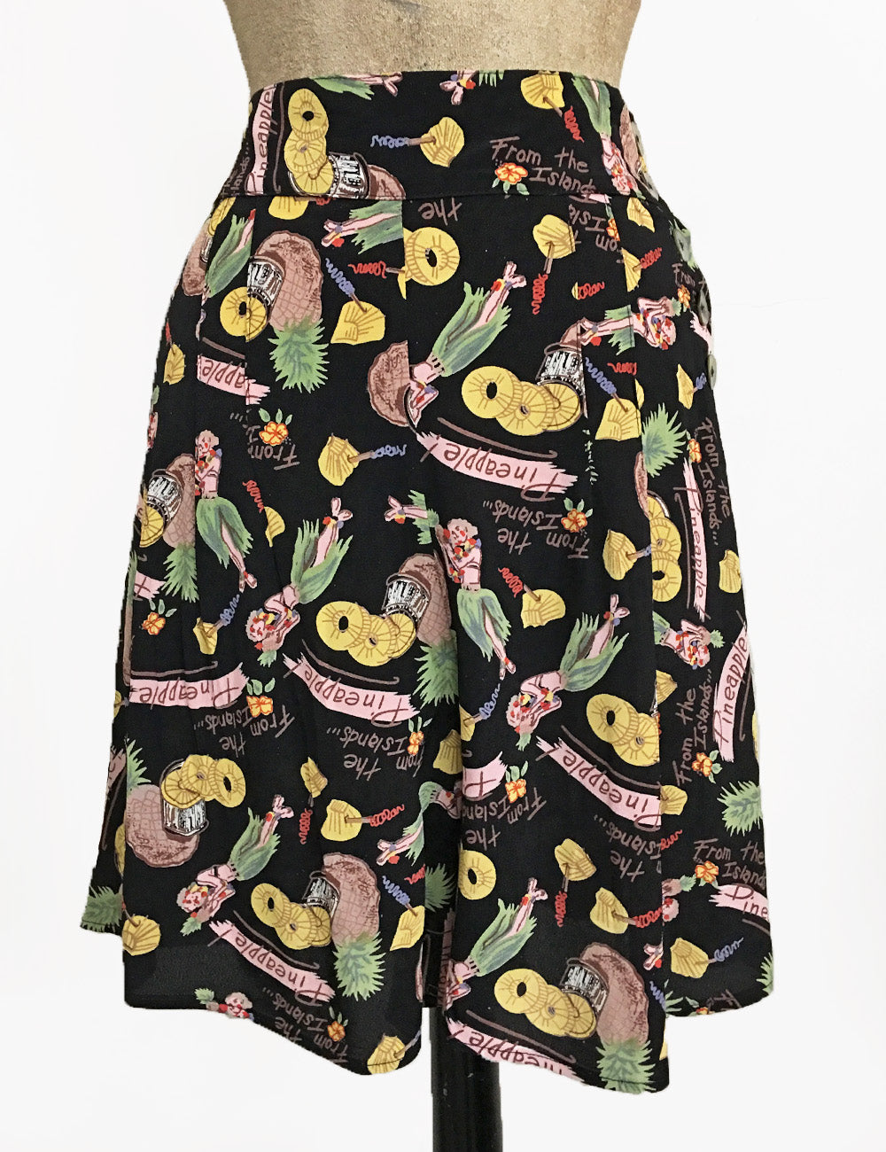 Black Pineapple Princess High Waisted Retro Shorts