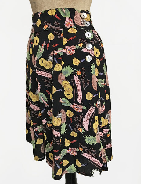 Black Pineapple Princess High Waisted Retro Shorts