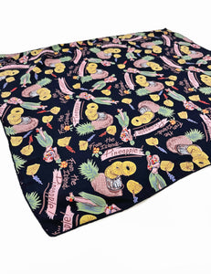 Black Pineapple Princess Square Hair & Neck Scarf