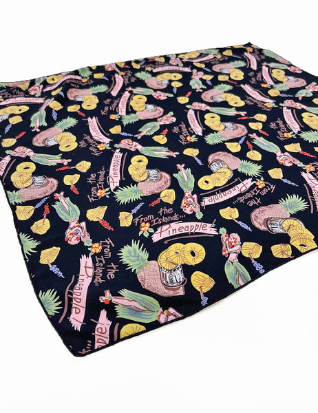 Black Pineapple Princess Square Hair & Neck Scarf