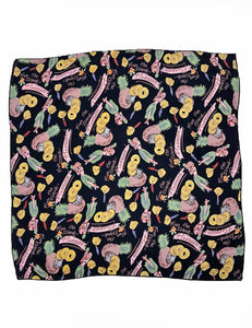 Black Pineapple Princess Square Hair & Neck Scarf