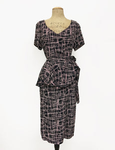 Doris Mayday for Loco Lindo - Metro Print Lena Peplum Wiggle Dress