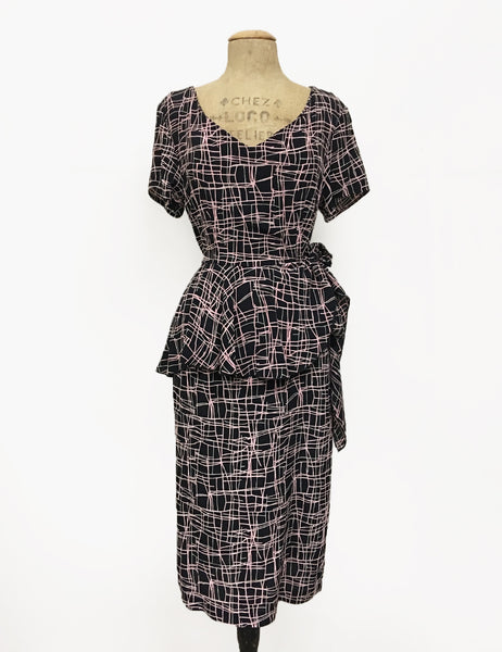 Doris Mayday for Loco Lindo - Metro Print Lena Peplum Wiggle Dress