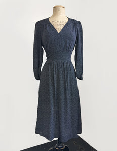 Black & White Pixie Dot 3/4 Sleeve Retro 40s Dress