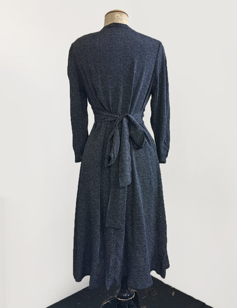 Black & White Pixie Dot 3/4 Sleeve Retro 40s Dress